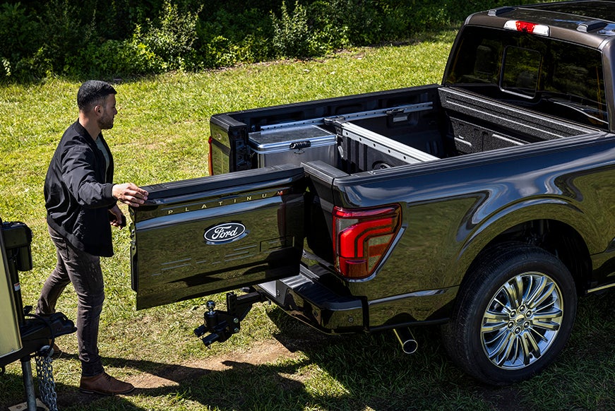 2024 Pro Access Tailgate has a split door to allow for easier access when it's hooked up to a trailer.
