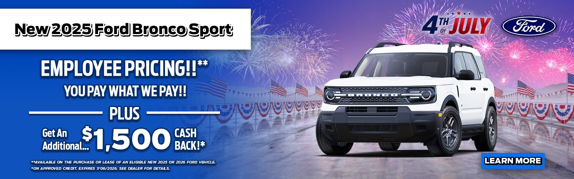 2025 Ford Bronco Sport Employee Pricing Offer Desktop
